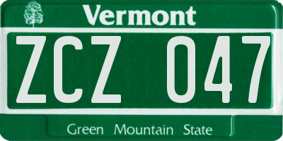 VT license plate ZCZ047