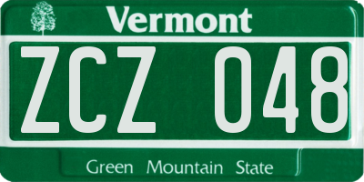 VT license plate ZCZ048
