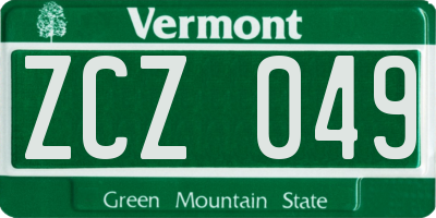 VT license plate ZCZ049