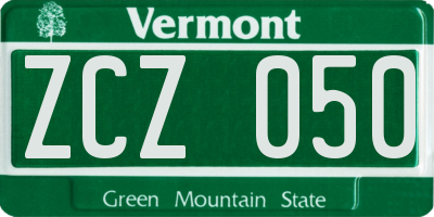 VT license plate ZCZ050