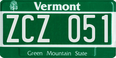 VT license plate ZCZ051