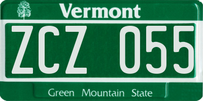 VT license plate ZCZ055