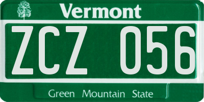 VT license plate ZCZ056