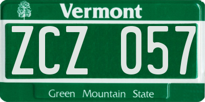 VT license plate ZCZ057