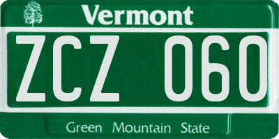 VT license plate ZCZ060