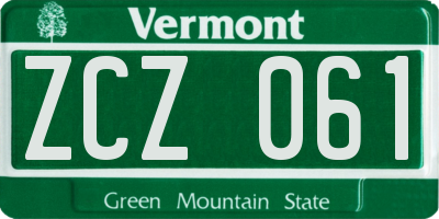 VT license plate ZCZ061