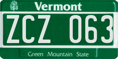 VT license plate ZCZ063
