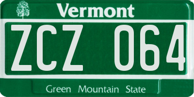 VT license plate ZCZ064