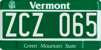 VT license plate ZCZ065