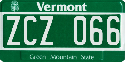 VT license plate ZCZ066