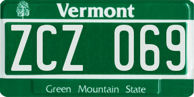 VT license plate ZCZ069