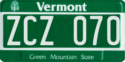 VT license plate ZCZ070