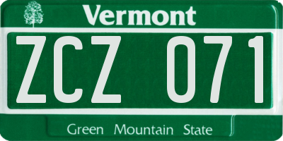 VT license plate ZCZ071