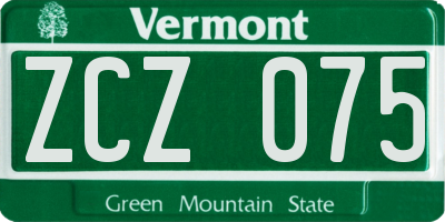 VT license plate ZCZ075