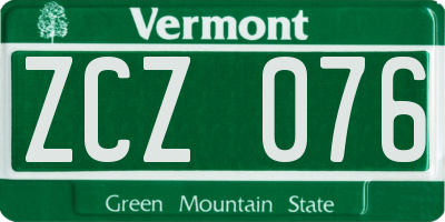 VT license plate ZCZ076