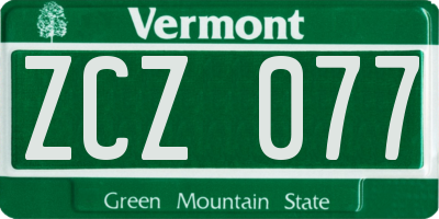 VT license plate ZCZ077