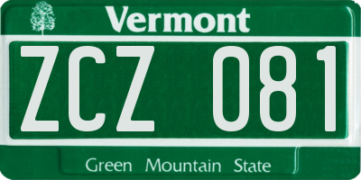 VT license plate ZCZ081