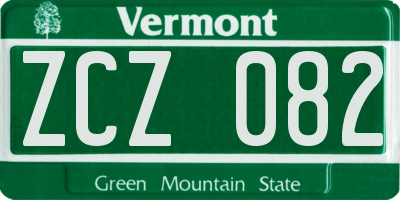 VT license plate ZCZ082