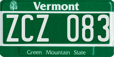 VT license plate ZCZ083