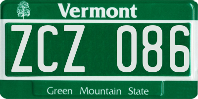 VT license plate ZCZ086