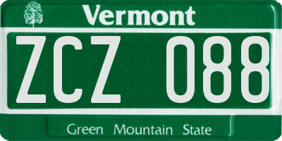 VT license plate ZCZ088