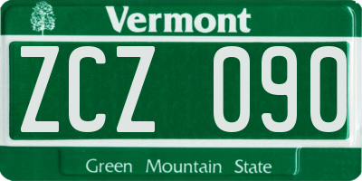 VT license plate ZCZ090
