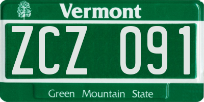 VT license plate ZCZ091
