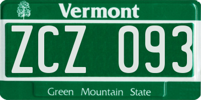 VT license plate ZCZ093