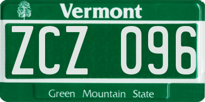 VT license plate ZCZ096
