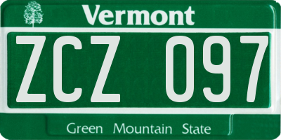 VT license plate ZCZ097