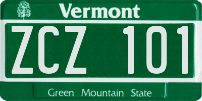 VT license plate ZCZ101