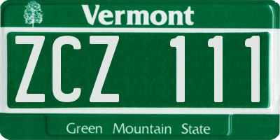 VT license plate ZCZ111