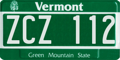VT license plate ZCZ112