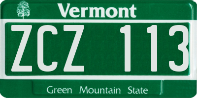 VT license plate ZCZ113
