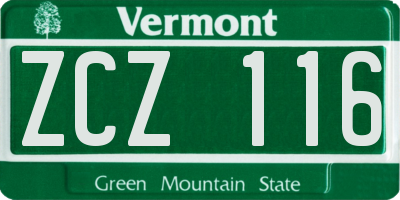 VT license plate ZCZ116