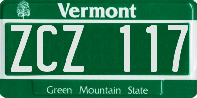 VT license plate ZCZ117