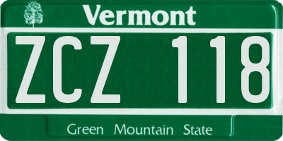 VT license plate ZCZ118