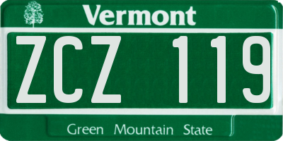 VT license plate ZCZ119