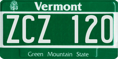 VT license plate ZCZ120