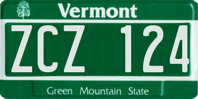 VT license plate ZCZ124