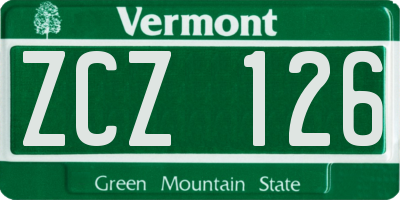 VT license plate ZCZ126