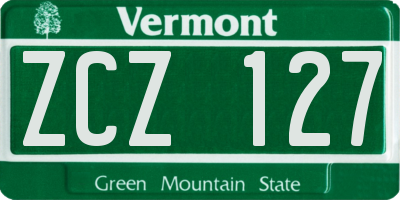 VT license plate ZCZ127