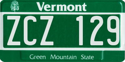 VT license plate ZCZ129