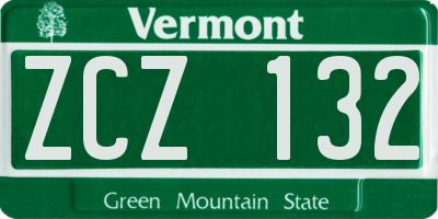 VT license plate ZCZ132