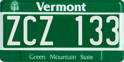 VT license plate ZCZ133