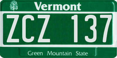 VT license plate ZCZ137
