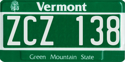 VT license plate ZCZ138