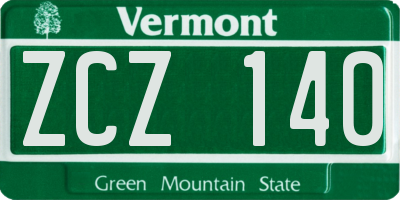 VT license plate ZCZ140