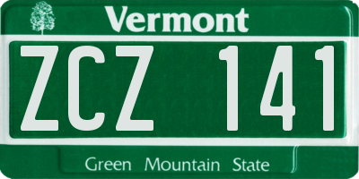 VT license plate ZCZ141