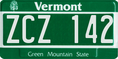 VT license plate ZCZ142